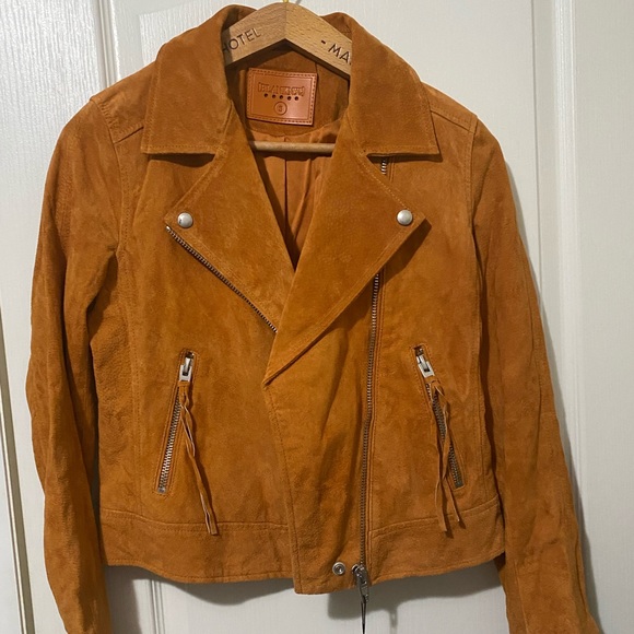 BLANK NYC moto jacket suede buttercup w/fringe NEW Small - Picture 4 of 10
